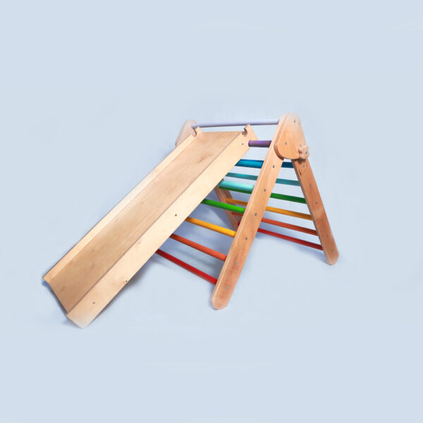 Pikler Triangle with Slider – Rainbow – Lil Woods